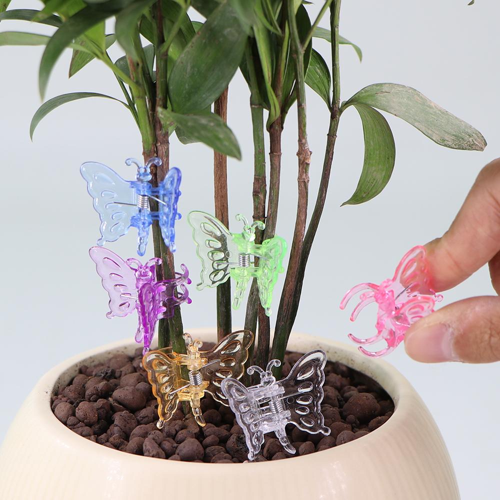 30/50/100 шт. Поддерживающий зажим для цветов орхидеи в форме бабочки с 4 лапками, пластиковые зажимы для растений, зажим для стебля вьющейся лозы, связанный пучок ветвей