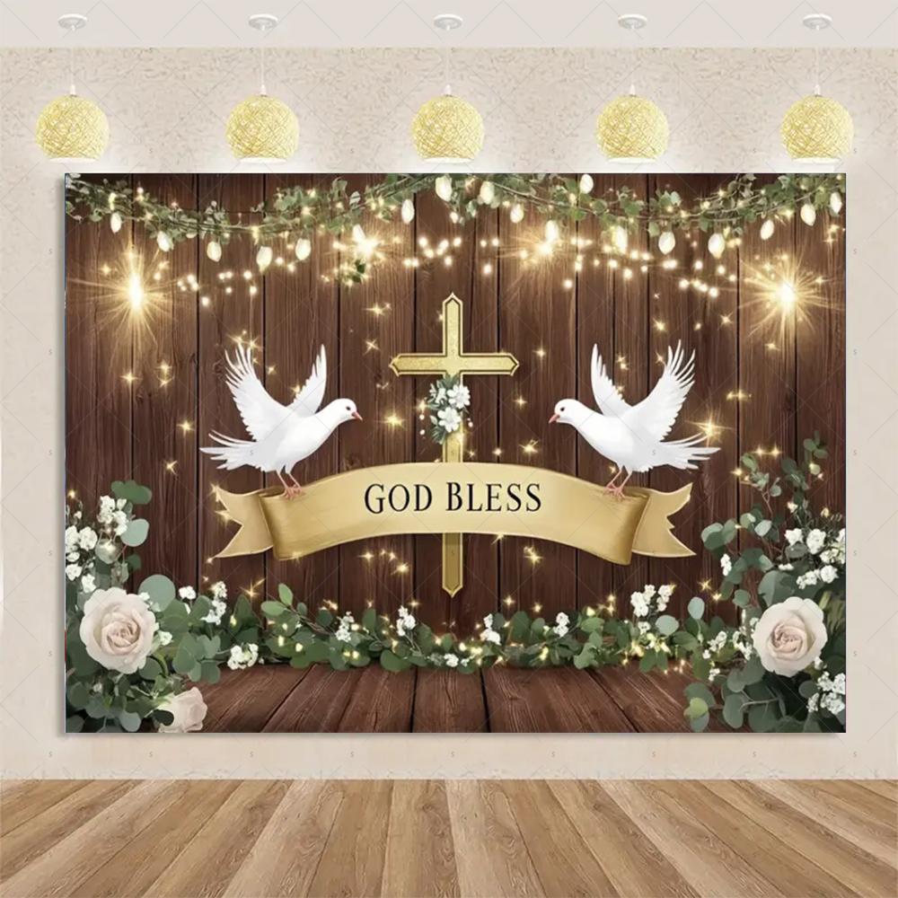 My First Holy Communion fabric background God bless baptism Baptism Crucifix chalice gold sequins photography Studio props4960