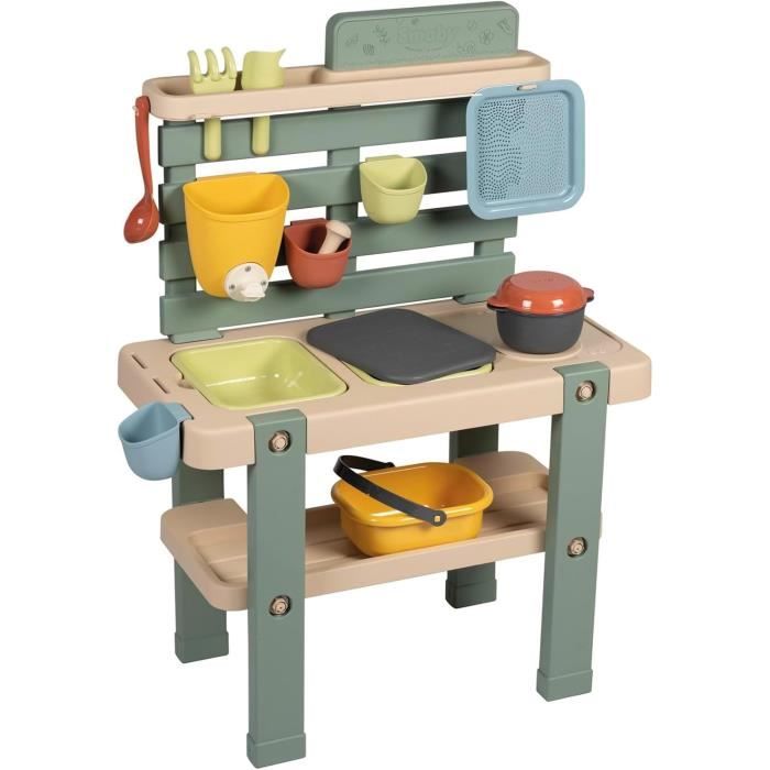 Smoby Life - Mud Kitchen - Jeu de cuisine en extérieur - 15 accessoires - Anti-UV - Matière Recyclée - Dès 3 Ans