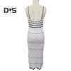 Женское длинное платье без рукавов с лямками-спагетти, полосатое платье миди, летние пляжные трикотажные платья-ками
