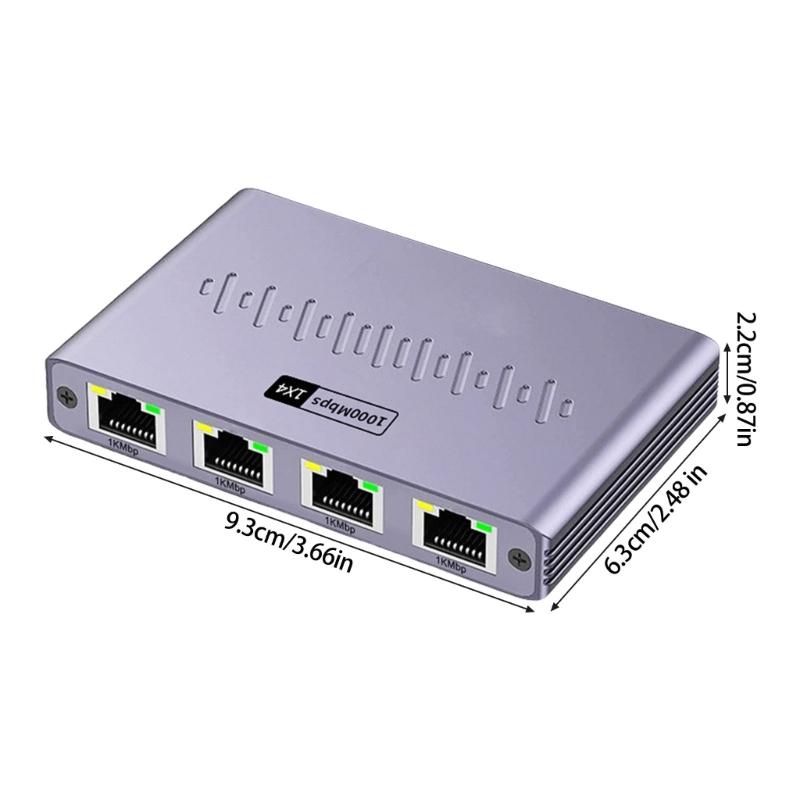 Стабильный гигабитный Ethernet-разветвитель 1 в 4 выхода, сетевой хаб RJ45, энергоэффективный, алюминиевый корпус Ethernet-переключателя