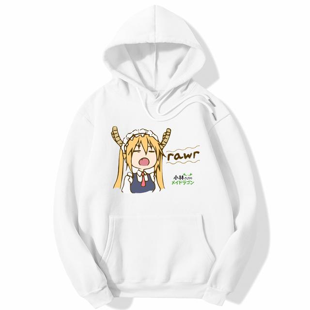 Хлопковая толстовка унисекс с 2D принтом «Дракон Мисс Кобаяши» в стиле аниме, повседневный пуловер большого размера, популярная уличная одежда, трендовая одежда унисекс