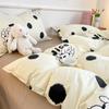 Dormitory Cartoon Printing Three-piece Set, Small Fresh Bed Sheet Quilt Cover, Skin-friendly Four-piece Set