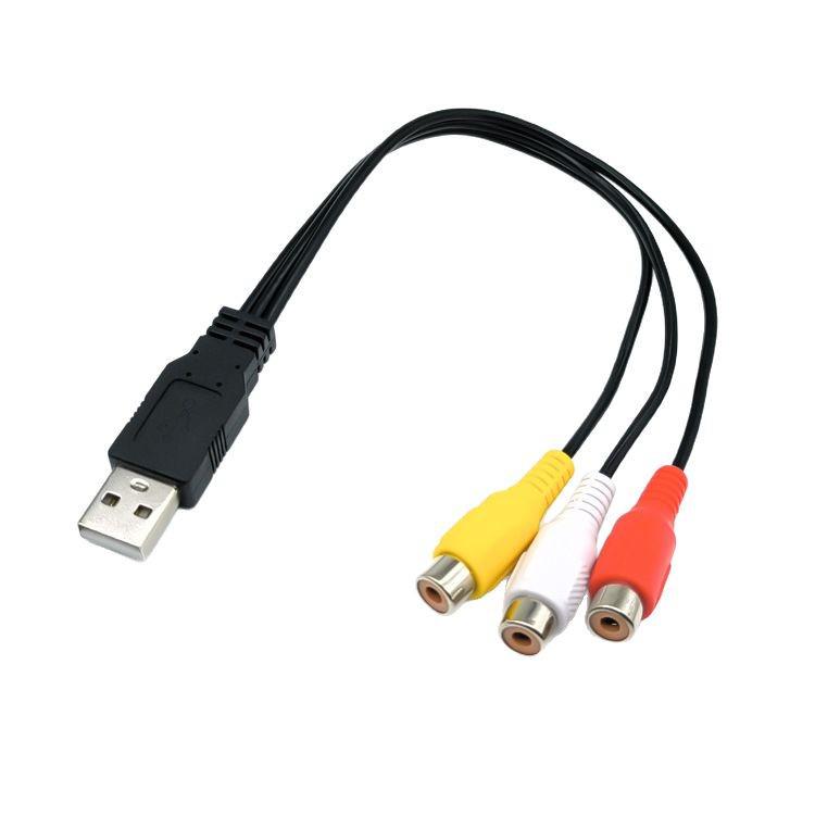 USB to 3RCA Female Audio/Video Cable for Set-Top Box