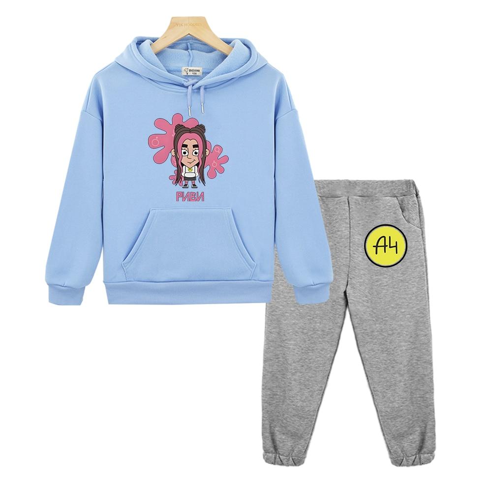 Комплекты толстовок и штанов Russian Merch A4 VladA4, мягкая уличная одежда с капюшоном и длинными рукавами, толстовка для мальчиков и девочек, детский костюм с капюшоном