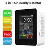 5 In 1 Digital Air Quality Monitor CO2 HCHO TVOC Humidity and Temperature Monitor CO2 Tester LCD Rechargeable