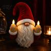Winter Festive Room Ornament Lighted Gnome Ornament, Christmas Statue with Light Up Middle Fingers, Tabletop Led Resin Faceless Display or Wall