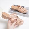New Hollowed Out Baotou Slippers for Fashionable Outerwear Non Slip Lightweight Square Heel Versatile Cool Slippers for Women In Summer