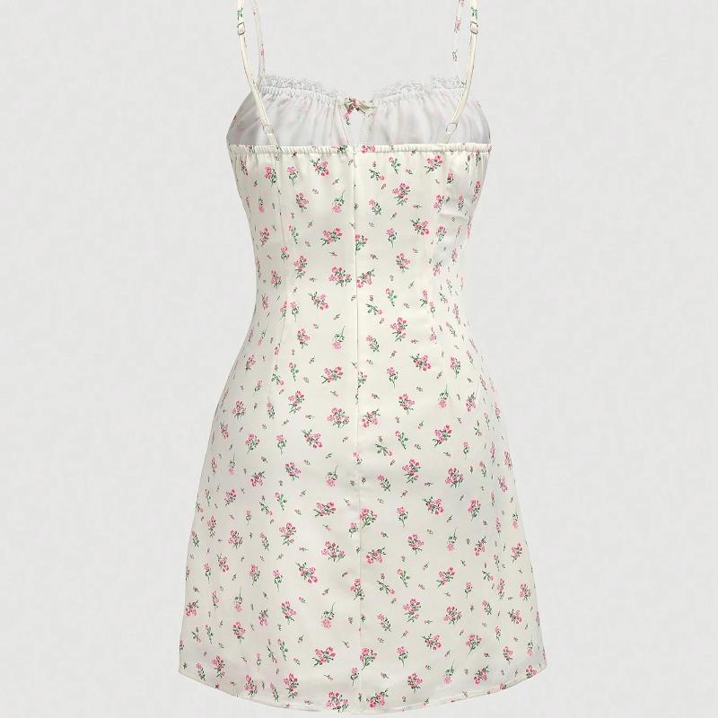 Женское облегающее платье с цветочным принтом и кружевом в европейском и американском стиле на весну и лето