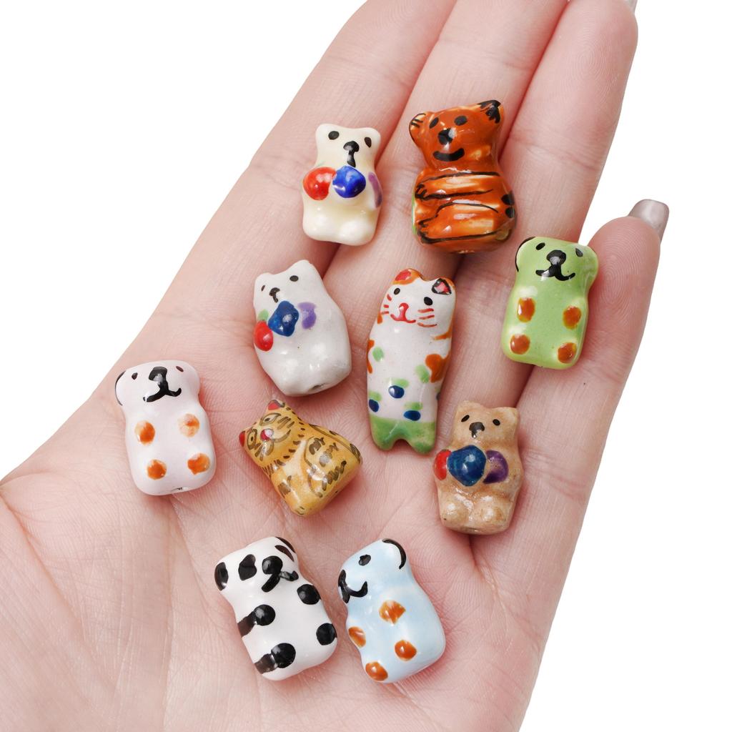 Керамические расписанные вручную бусины для милых животных-подвесок для браслетов, ожерелий и ювелирных изделий своими руками