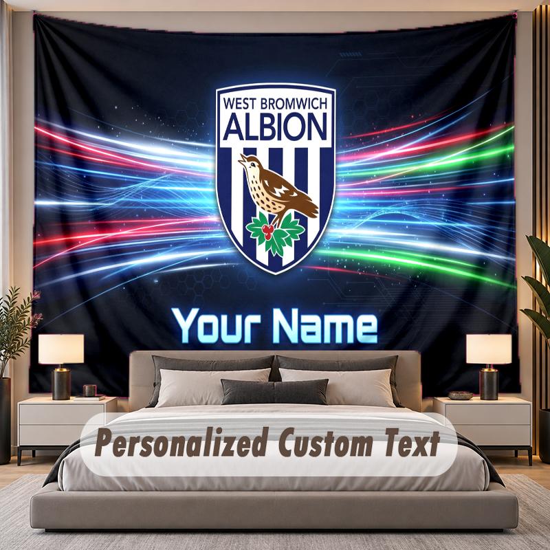 Custom Name Text Tapestry West Bromwich Albion Personalized Polyester Wall Tapestry For Bedroom And Room