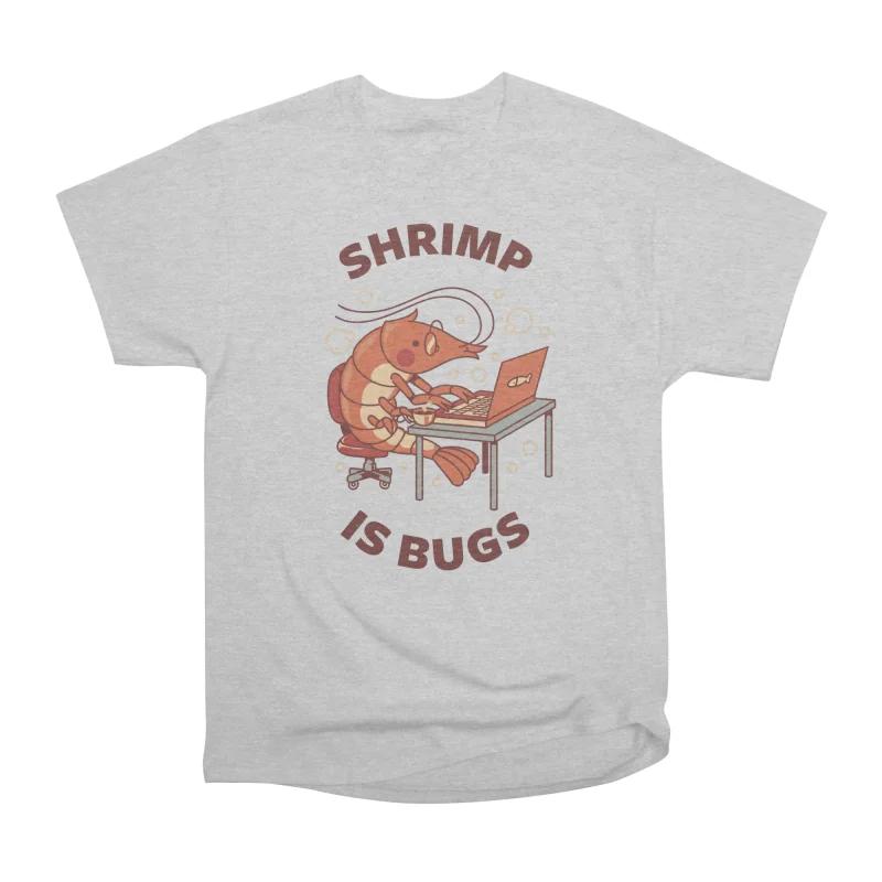 Мужские повседневные рубашки с коротким рукавом Футболки SHRIMP IS BUGS Оверсайз футболки