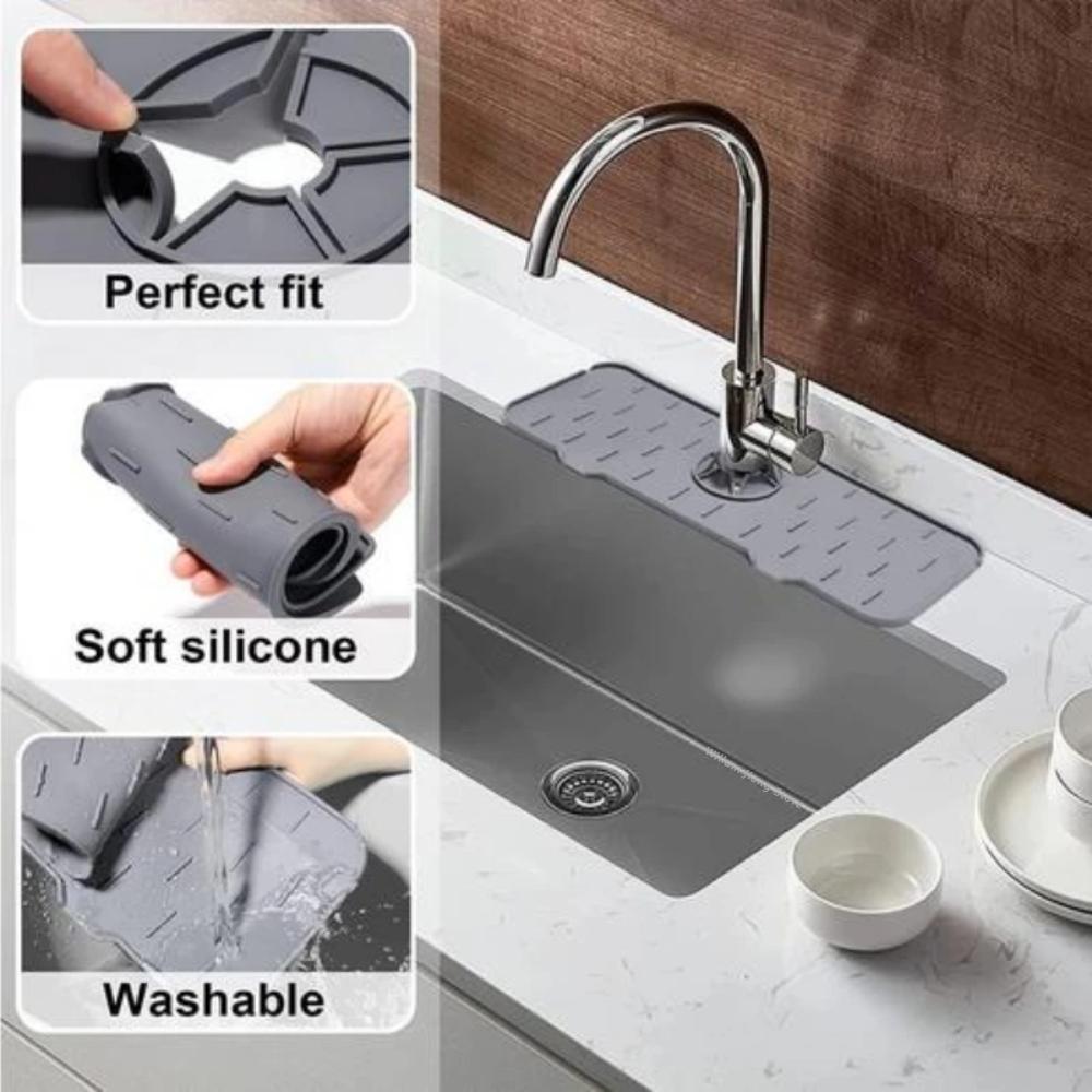Kitchen Silicone Faucet Absorbent Pad Sink Splash Catcher Countertop Protector Pad Bathroom Drainage Pad Kitchen Gadgets Sinks