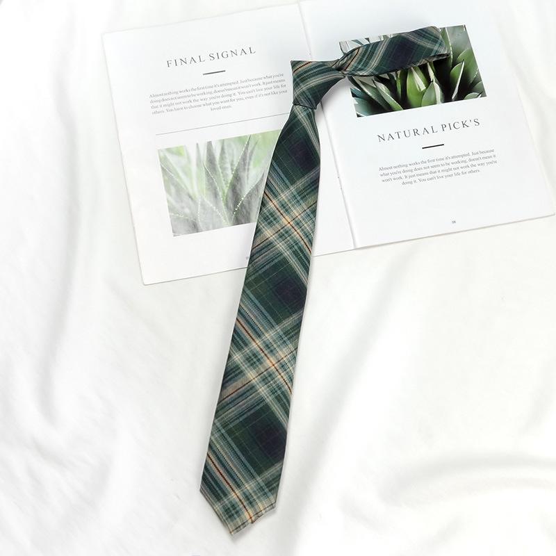 Лимонный Плед Галстук для Школьной Формы с Морской Солью - Ручная Работа в Японском Академическом Стиле для Мужчин и Женщин