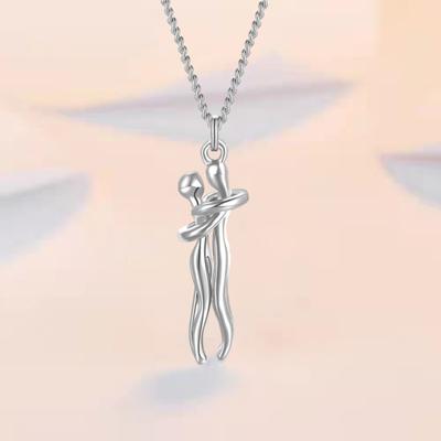 Ожерелье с подвеской в ​​стиле хип-хоп для пары, регулируемая длина, ожерелье с подвеской для него и ее объятий, ювелирные изделия на годовщину, подарок на день Святого Валентина