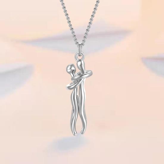 Ожерелье с подвеской в стиле хип-хоп для пары, регулируемая длина, ожерелье с подвеской для него и ее объятий, ювелирные изделия на годовщину, подарок на день Святого Валентина