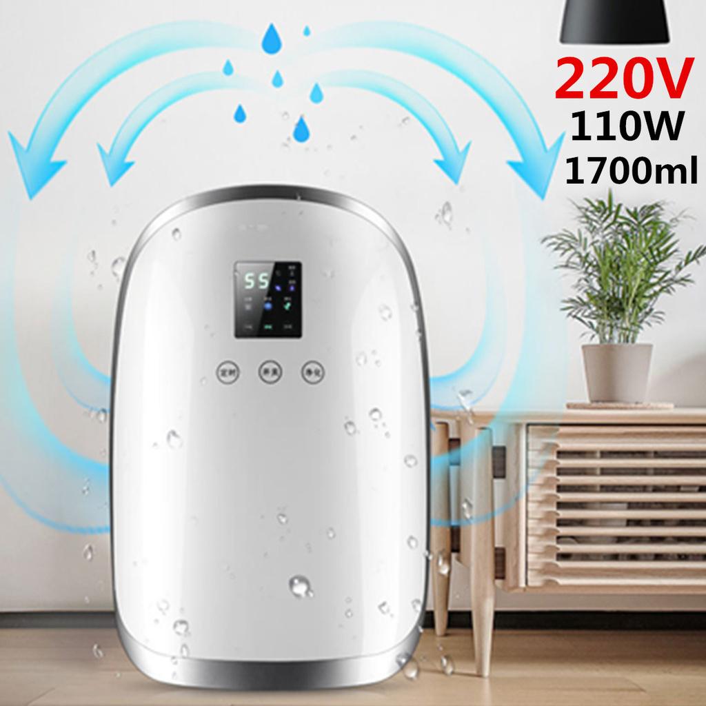 110W 220V Portable Dehumidifier Moisture Absorber Indoor Dehumidifier Basement Moisture Absorber MuteTiming External Water Pipe 1.7L