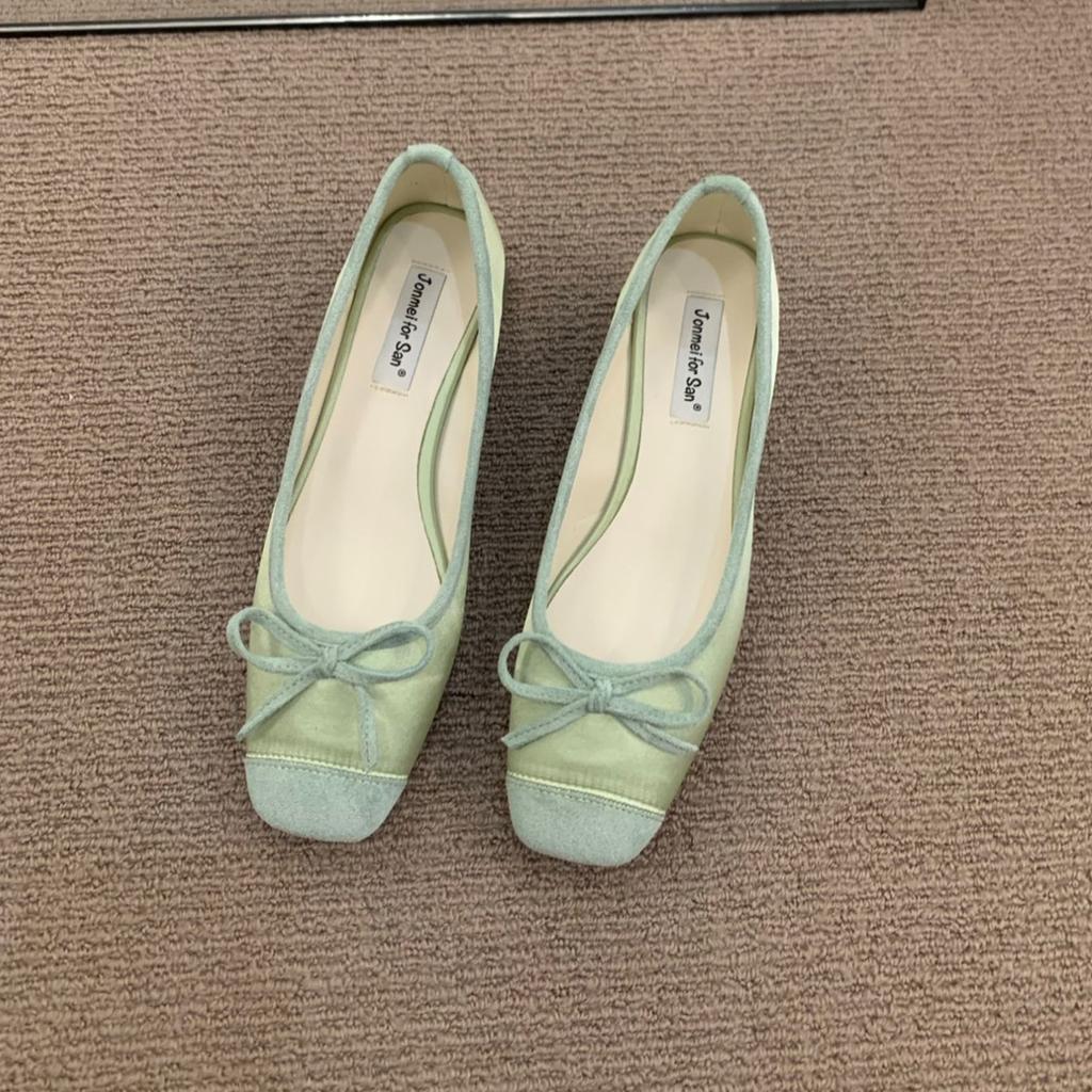 Модные женские балетки Bailamos, модные цветные балетки из мягкой кожи, 2025, квадратный носок, бант, низкий каблук, туфли с мелким вырезом, повседневная обувь Mu