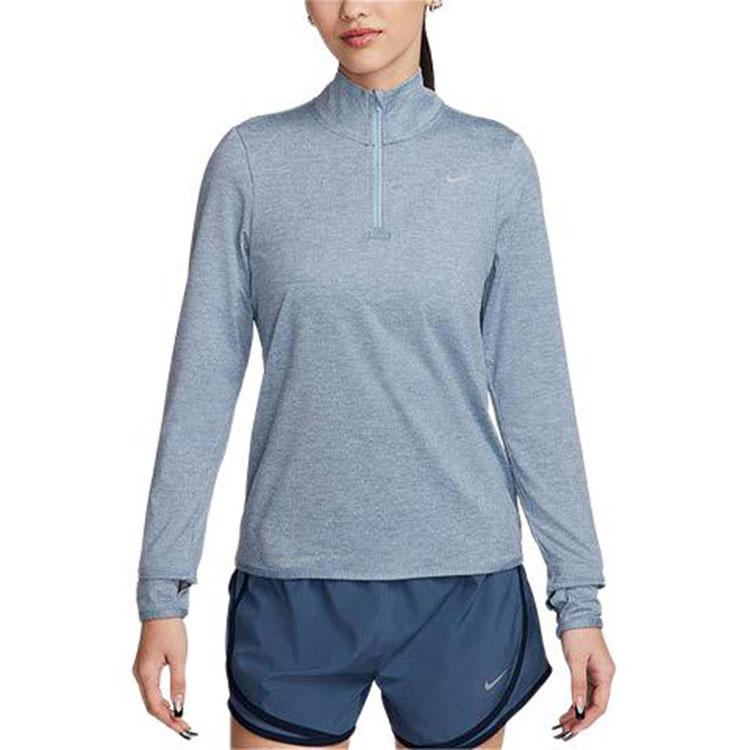 Nike Однотонная трикотажная футболка с длинным рукавом и логотипом, женские топы небесно-голубого цвета FB4317-440