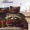 Magic Raccoon Pattern Bedding Quilt Set Quilt Cover Pillowcase Home Decoration Birthday Gift (1 * duvet cover + 2 * pillowcase, without core)