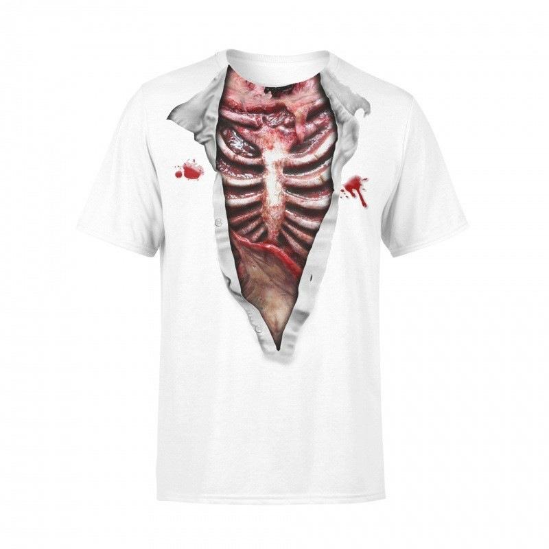 New Halloween European and American Unisex Crew Neck Neck Short Sleeve Horror Blood-Red Hand 3D Digital Print T-Shirt Hot Seller for Foreign Trade
