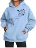 Fashion Fleece-Lined Hoodie Women's Fall/Winter Warm Printed Oversized Fleece-Lined Hoodie