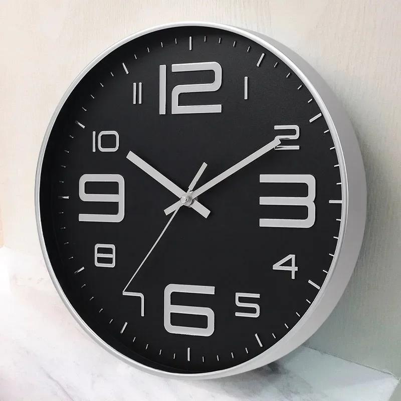 8 Inch Stylish Wall Word Clock Art Design Moon No Ticking Sound Round Timepiece For Kitchen Living Room Office Home Electronics