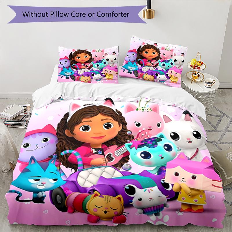 3pcs Gaby's Bubble House1 Design Cover Set - HD Printed Bedding with 1 Cover and 2 Pillowcases - Perfect for Home and Dorm Decor