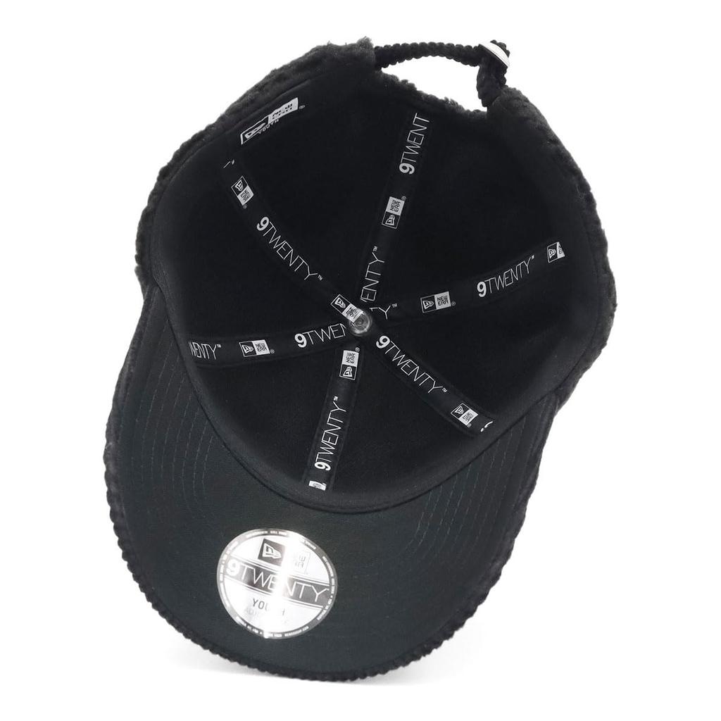 New Era Youth 9TWENTY Cap Black Solid Boa Fleece Exclusive to for Boys and Authentic New Era 920 Popular and Cute Cool Junior Hat for UV Protection