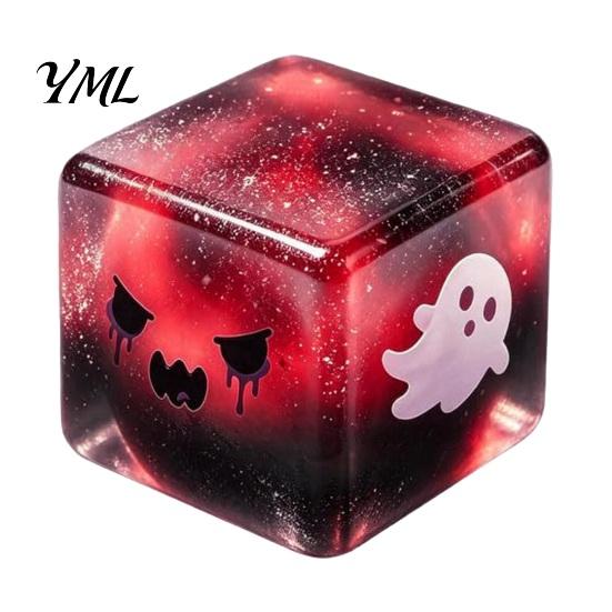 Handmade Diy Craft Accessories Halloween Ghost Squeeze Cube, Glitter Slow Rising Fidget Toy, Unique Board Game Dice Soft Decompression Sensory Toy for