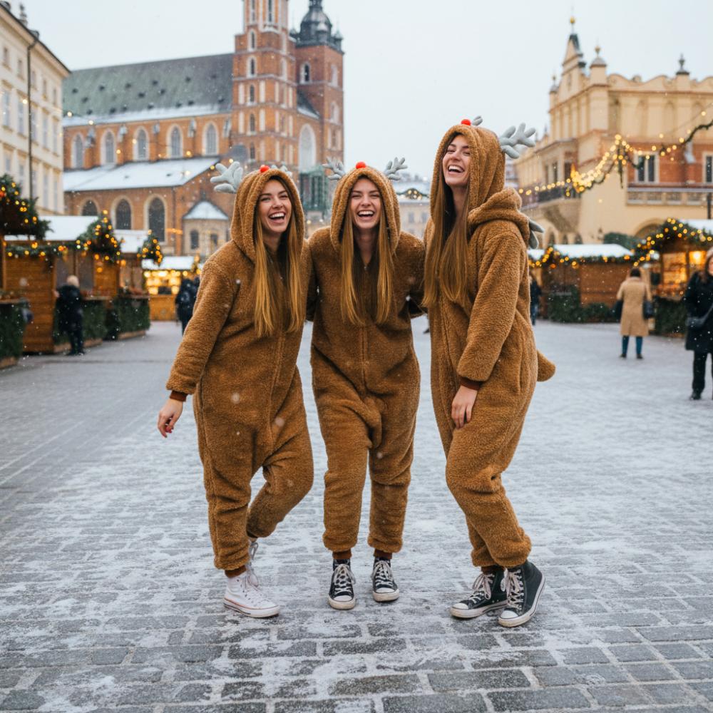 Men's dark reindeer pajamas gift kigurumi onesie one-piece l Reindeer Onesie Costume - L