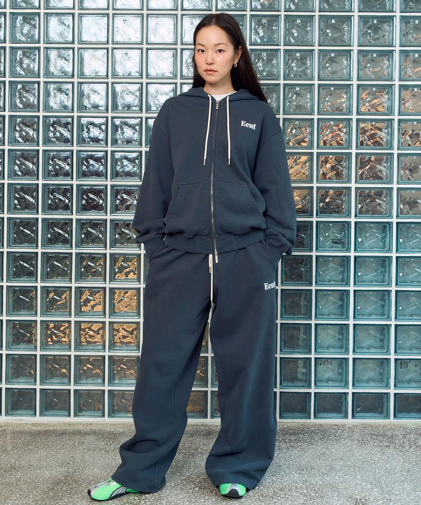 Eeut Eeut Basic Washed Sweat Zip-Up / Charcoal