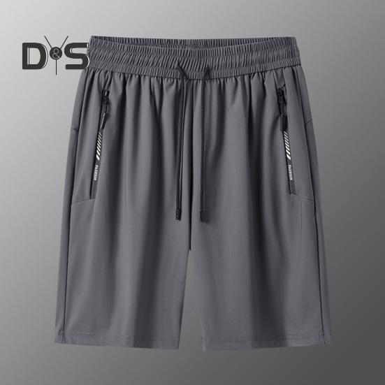 Мужские шорты с эластичным поясом, средней посадкой, дышащие шорты с карманами, быстросохнущие, тонкие шорты для отдыха из ледяного шелка