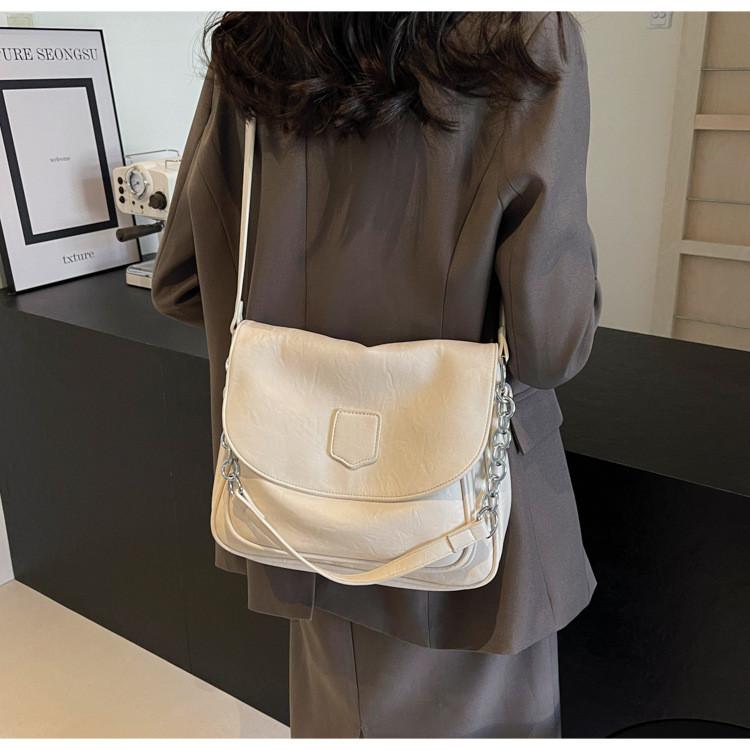 Ielgy Retro Messenger Bag High-End Feel Large-Capacity Trendy Simple All-Ma