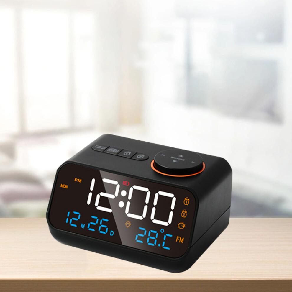 Multifunktionaler LED-Wecker mit Radio und FM, Wiederaufladbar, Schwarz