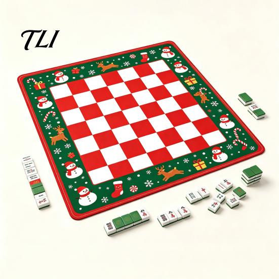 Waterproof Table Cover Christmas Mahjong Mat, Non-Slip Rubber American Noise Reduction Accessories for Poker, Card, Board & Tile Games Poker Game Mat