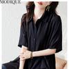 MODIQUE, летняя женская хлопково-льняная блузка больших размеров, однотонные летние пальто, поло большого размера с открытой строчкой, с коротким рукавом и короткими пуговицами