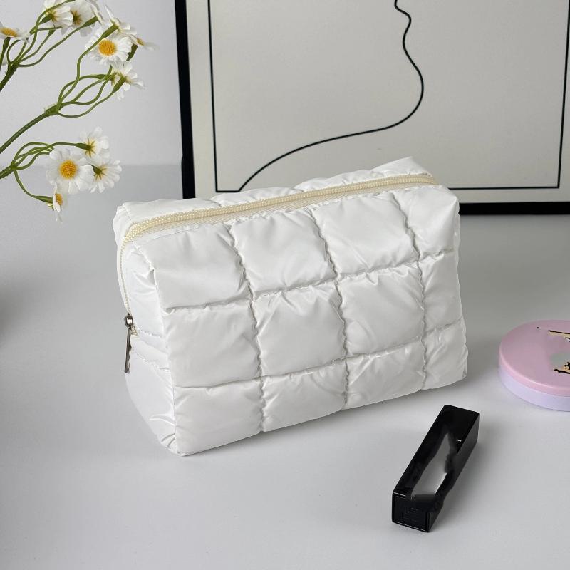 Lightweight Puffer Travel Makeup Bag with Quilted Design for Women