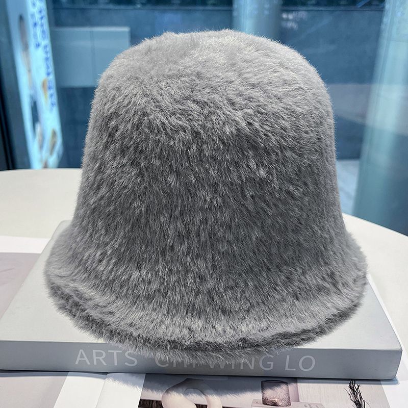 Плюшевая шляпа рыбака Детская осенне-зимняя теплая вязаная панама Модная белая шляпа-ведро