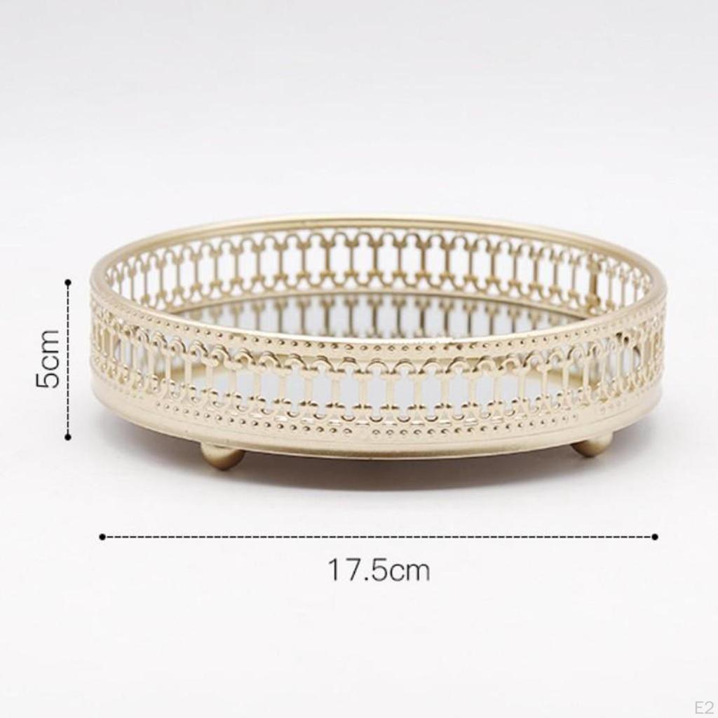 Золотой Зеркальный Поднос для Украшений Стенд Декоративная Круглая Тарелка-Держатель для Ванной