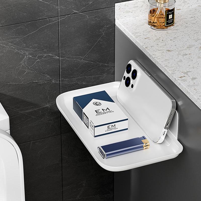 Настенная складная полка, экономящая место, складная стойка для хранения, держатель для телефона без перфорации, лоток для хранения Wi-Fi-маршрутизатора, домашний органайзер