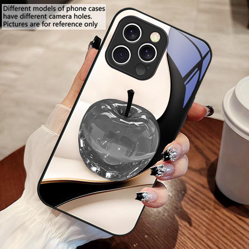 Прозрачный цветной яблоко Для IPhone 16 Pro Max 15 Pro 14 13 12 Mini 11 XS M ax XR 7 8 Plu SE 2022 Чехол для телефона из закаленного стекла