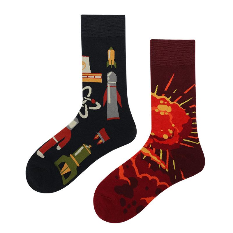 Носки мужские и женские с мандаринками, оригинальные модные носки AB, средние высокие носки-трубы, хлопковые носки с изображением цветов, фруктов, животных и мультфильмов