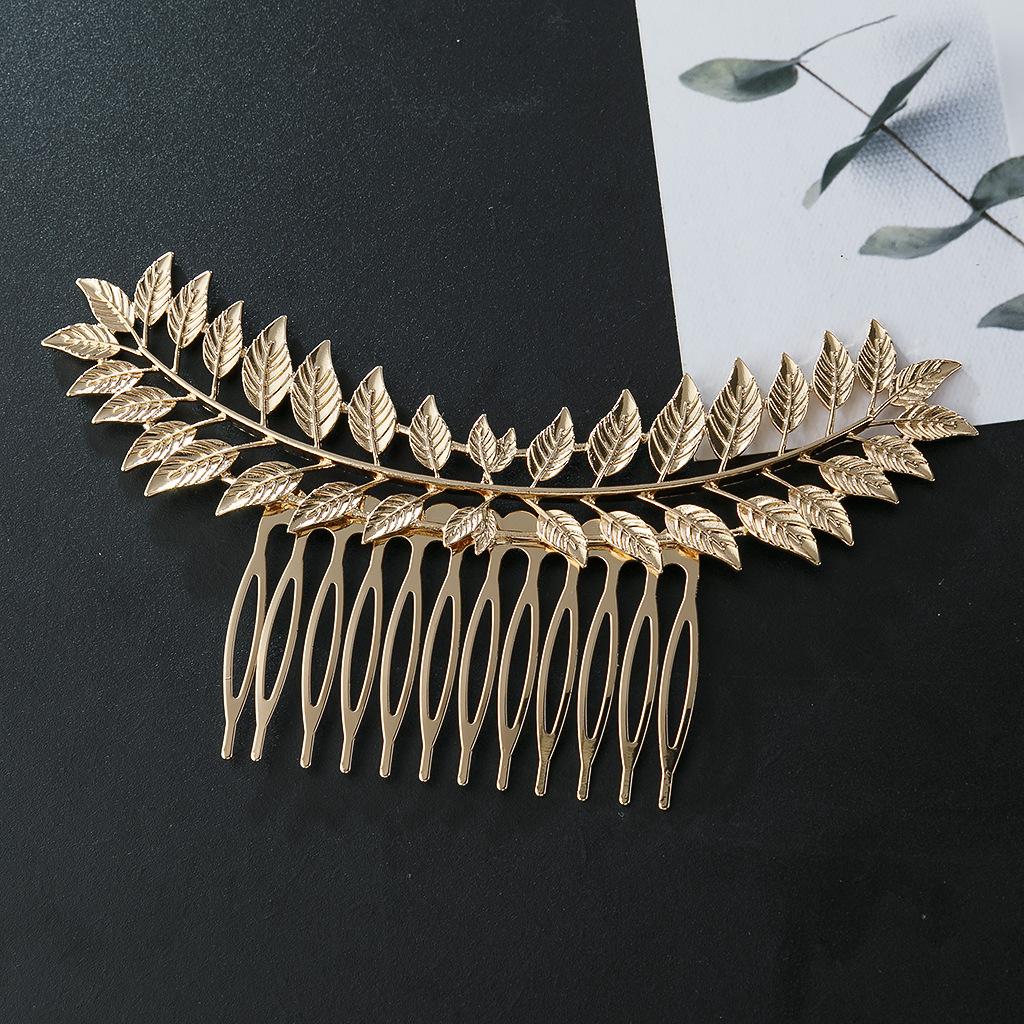 Hollow Small Leaves Splicing Hair Comb Foreign Trade Women's Metal  European and American Headband Wedding Party Women Jewelry