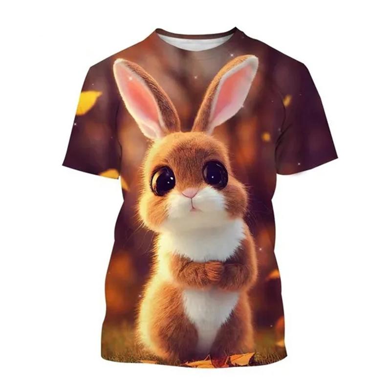 Летние милые мультяшные кролики 3D принт футболки женская уличная одежда повседневная мода Y2k футболка с коротким рукавом футболки с круглым вырезом топы одежда