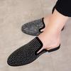 Luxury Glitter Rhinestone Leather Shoes Men Designer Outerwear Mules Casual Slides Slippers Sandals Male Fashion Shoes for Men