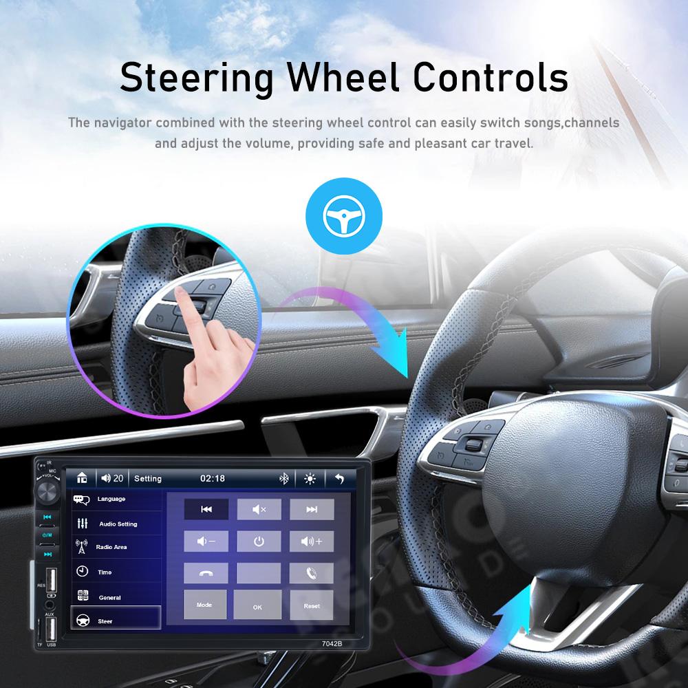 Double 2 Din 7inch Car Stereo Radio MP5 Bluetooth Touch Carplay USB Mirror Link for GPS Bilicar-7042