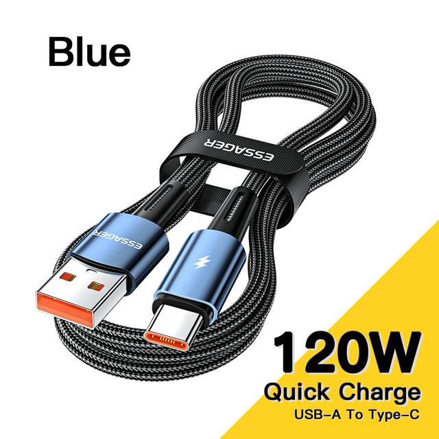 Essager 120 Вт сверхбыстрая зарядка Type-C, 67 Вт, USB-кабель для быстрой зарядки 6A для Xiaomi 12Pro Redmi K50 Note 11Pro Black Shark 5Pro