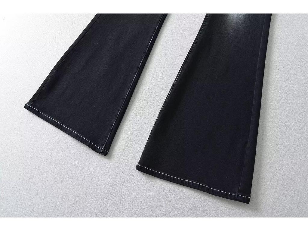 Женские расклешенные джинсы с заниженной талией в стиле ретро 2024 года, белые, с эффектом потертости