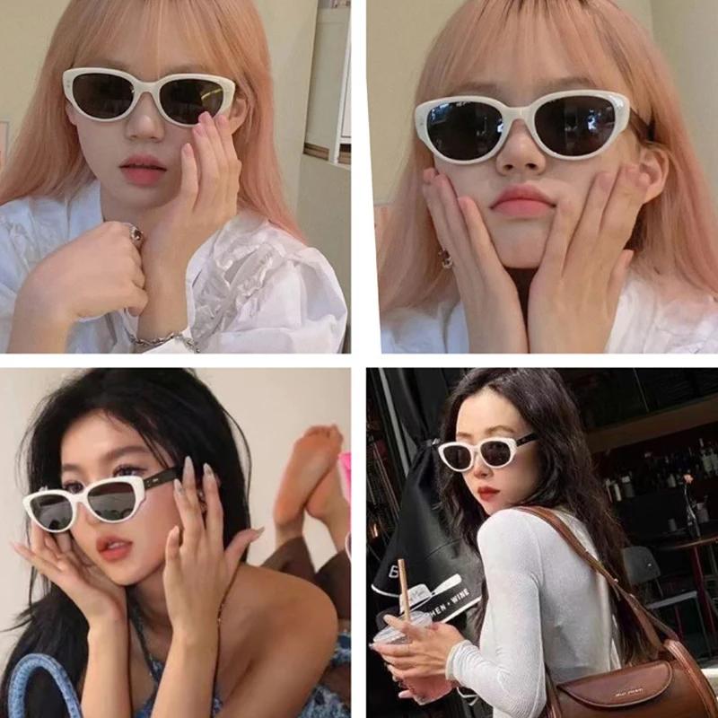 Ретро Солнцезащитные очки «Кошачий глаз» с черно-белой оправой, Сращивание, Очки с повышенным чувством стиля, Женские, Защита глаз, Уличные, Солнцезащитные очки
